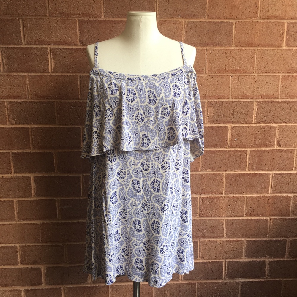 Free People Purple and White Cold Shoulder Dress